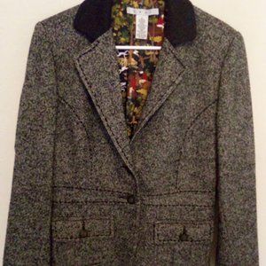 CAbi Wool Blend Herringbone Speckled Jacket Size 6
